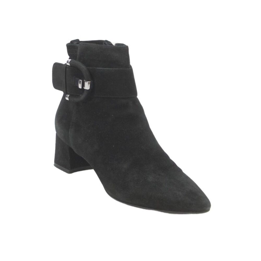 Aquatalia Womens Suede Buckle Detail Ankle Boots Shoes Black Size 7.5